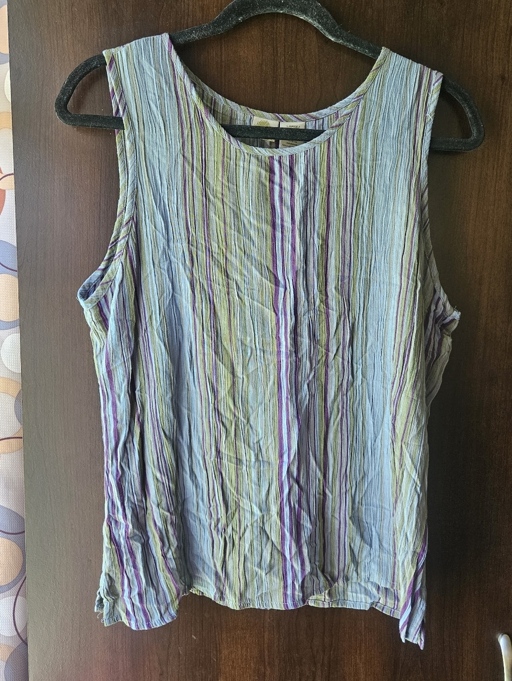 Islander Blue, Purple & Green Striped Sleeveless Tank Size Large